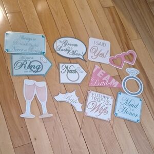 Bridal Shower Photo Booth Props Set - Pink, Blue, White